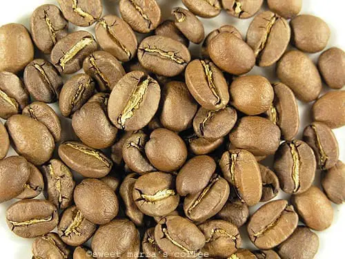 Ending of First Crack - 435 degrees F - Coffee bean macro image during roasting