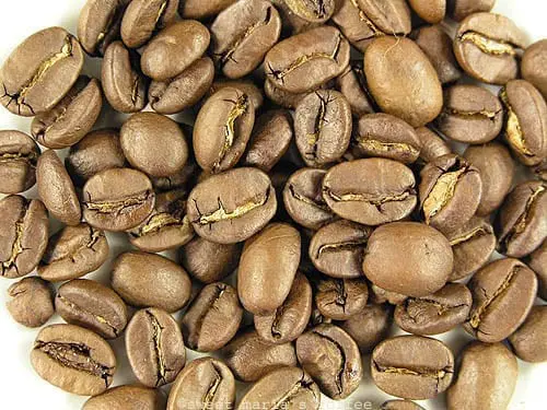 Second Crack - 454 degrees F - Coffee bean macro image during roasting