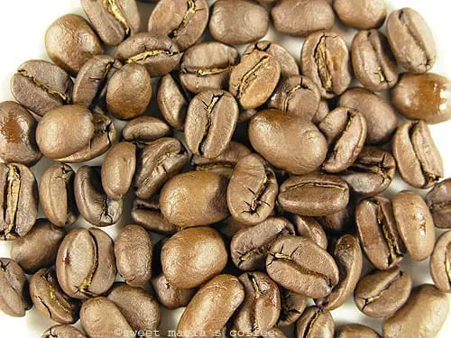 Ending of Second Crack - 465 degrees F - Coffee bean macro image during roasting