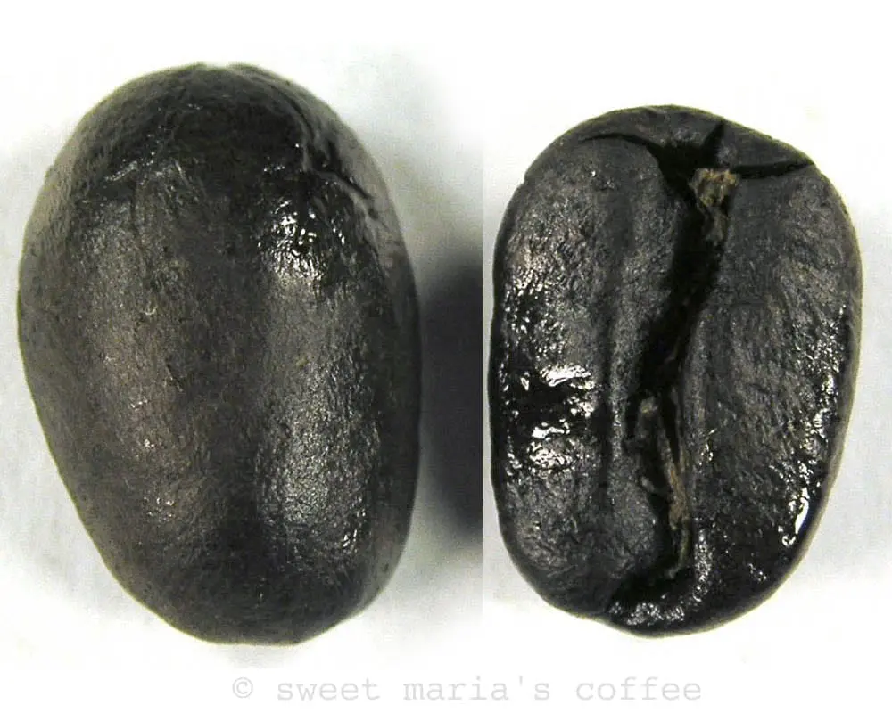 Second Crack End - 474 degrees F - Coffee bean macro image during roasting