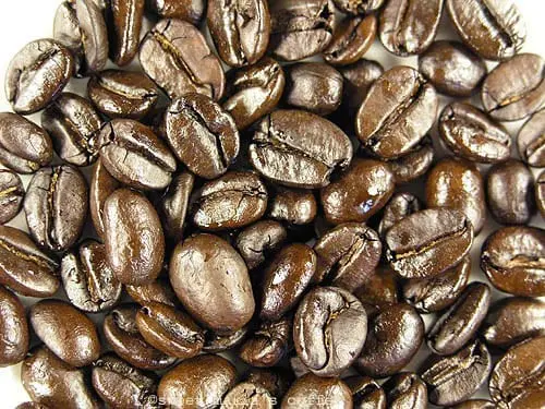 Extremely Dark - 486 degrees F - Coffee bean macro image during roasting