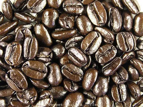 Carbonized, Fire Danger - 497 degrees F - Coffee bean macro image during roasting