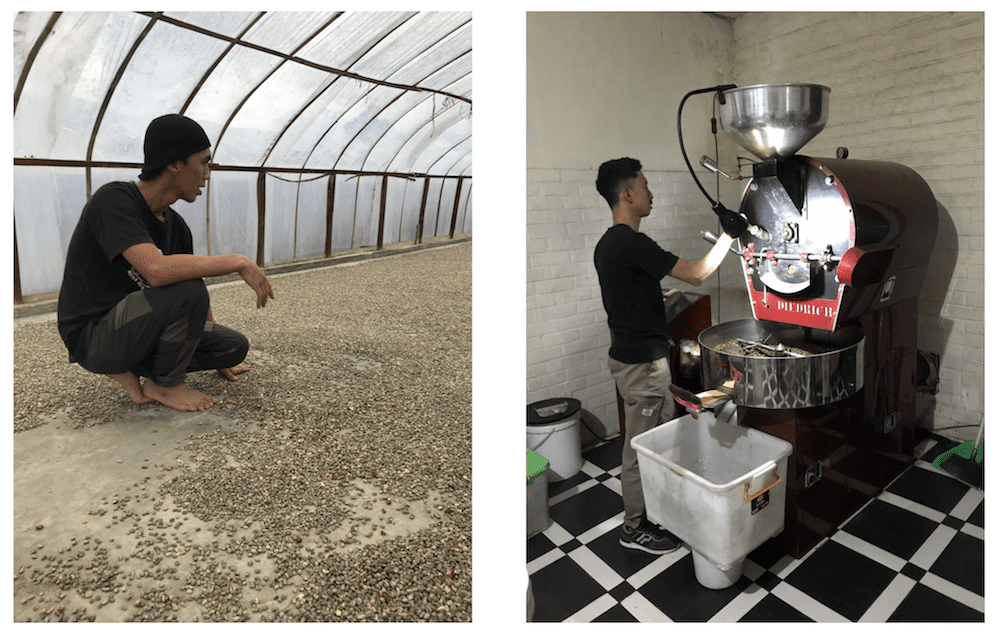 Pak Hendra drying station in Pegasing, Aceh and Kopiku Roastery in Bandung