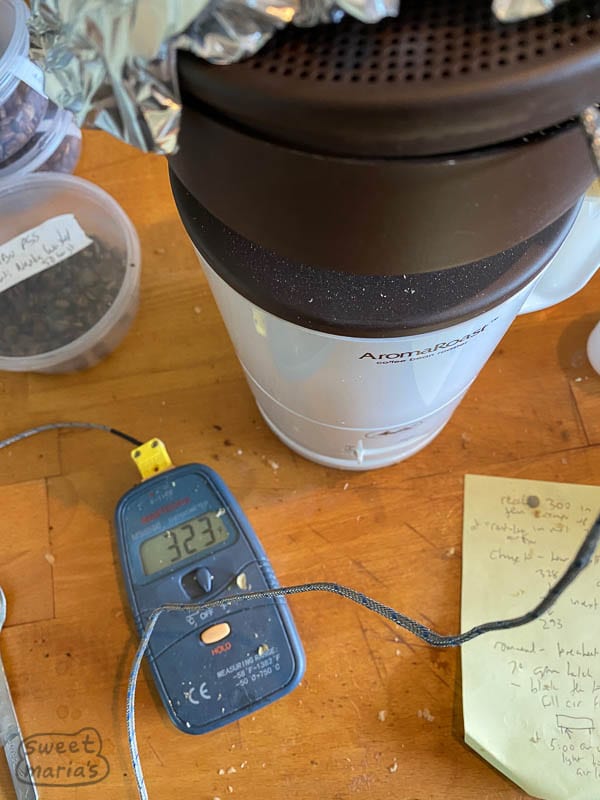 Measuring temperature on the Melitta coffee roaster