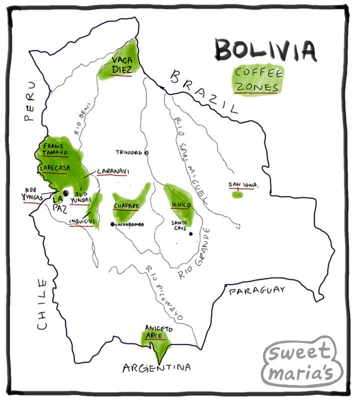 Bolivia Coffee Map Sweet Marias