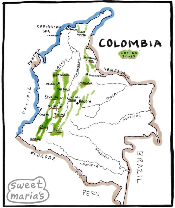 Colombia Coffee Map Sweet Marias