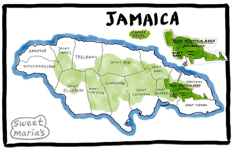 Jamaica Coffee Map Detail Sweet Marias