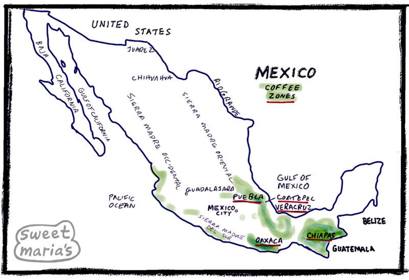 Mexico Coffee Map Sweet Marias