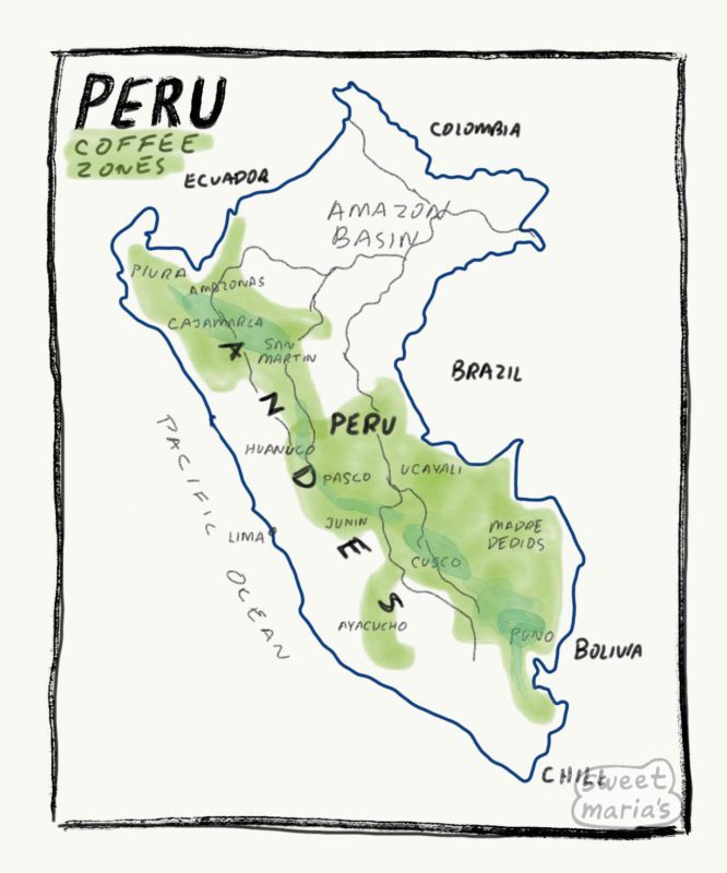 Peru Coffee regions Map SM coffee regions - coffee areas