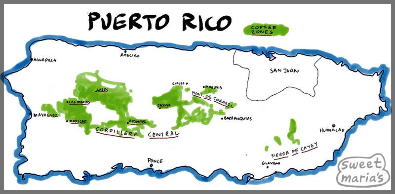 Puerto Rico Coffee Map Sweet Marias