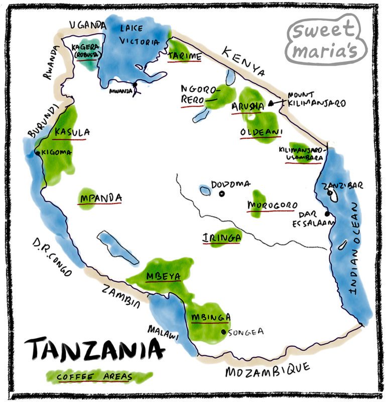 Tanzania Coffee Map Sweet Marias