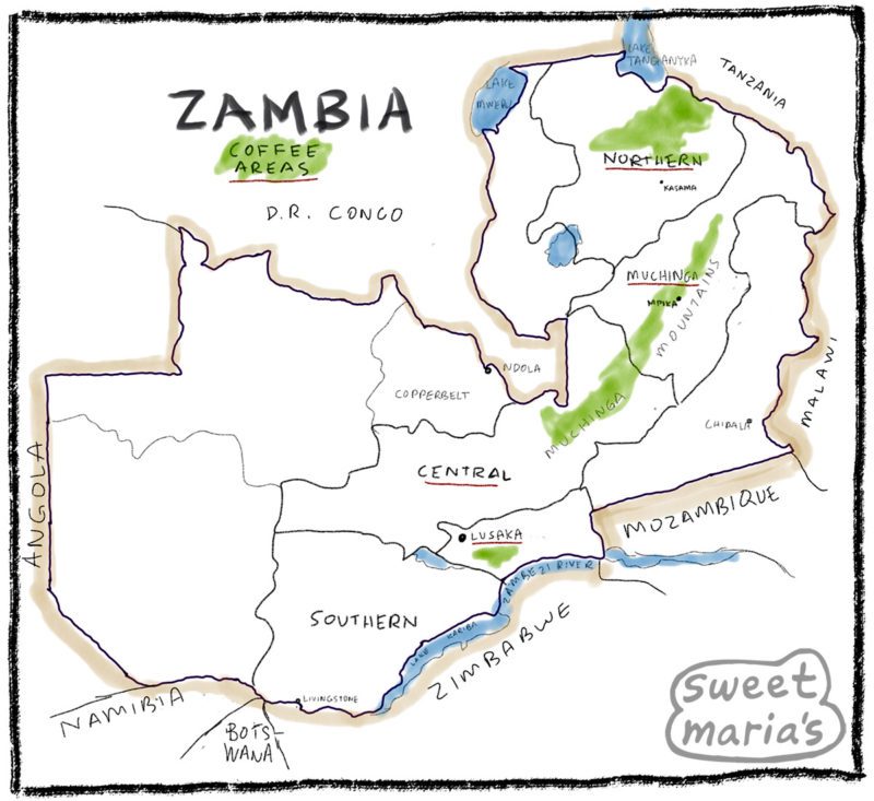 Zambia Coffee Map Sweet Marias
