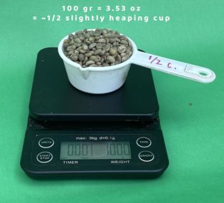 Popper batch size 100 grams cup measure