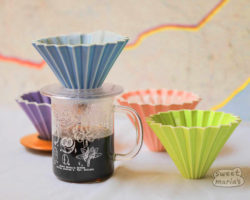 Brewing coffee in the Origami coffee dripper.