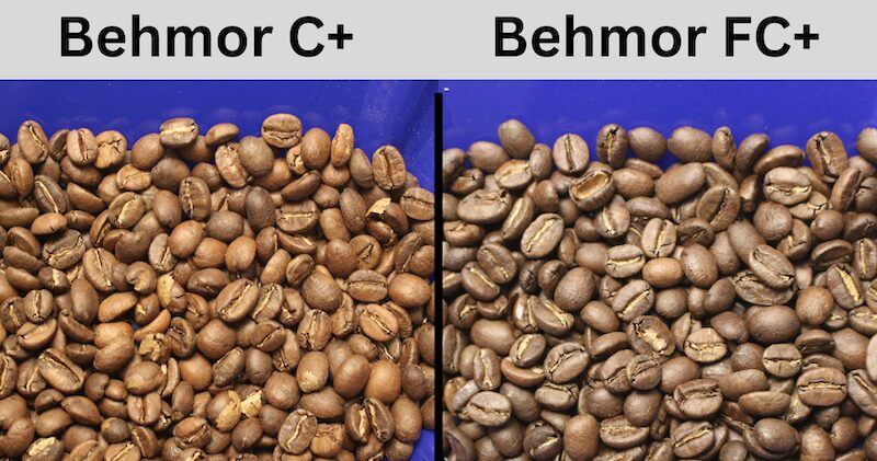 Side by side comparison of our Behmor roasts.
