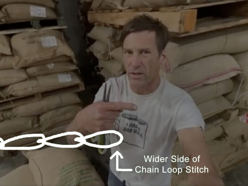 How to open a jute coffee bag chain loop stitch