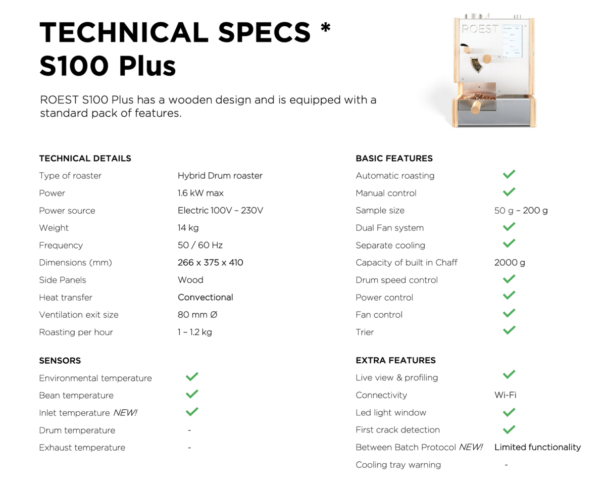 ROEST S100 Plus Specs