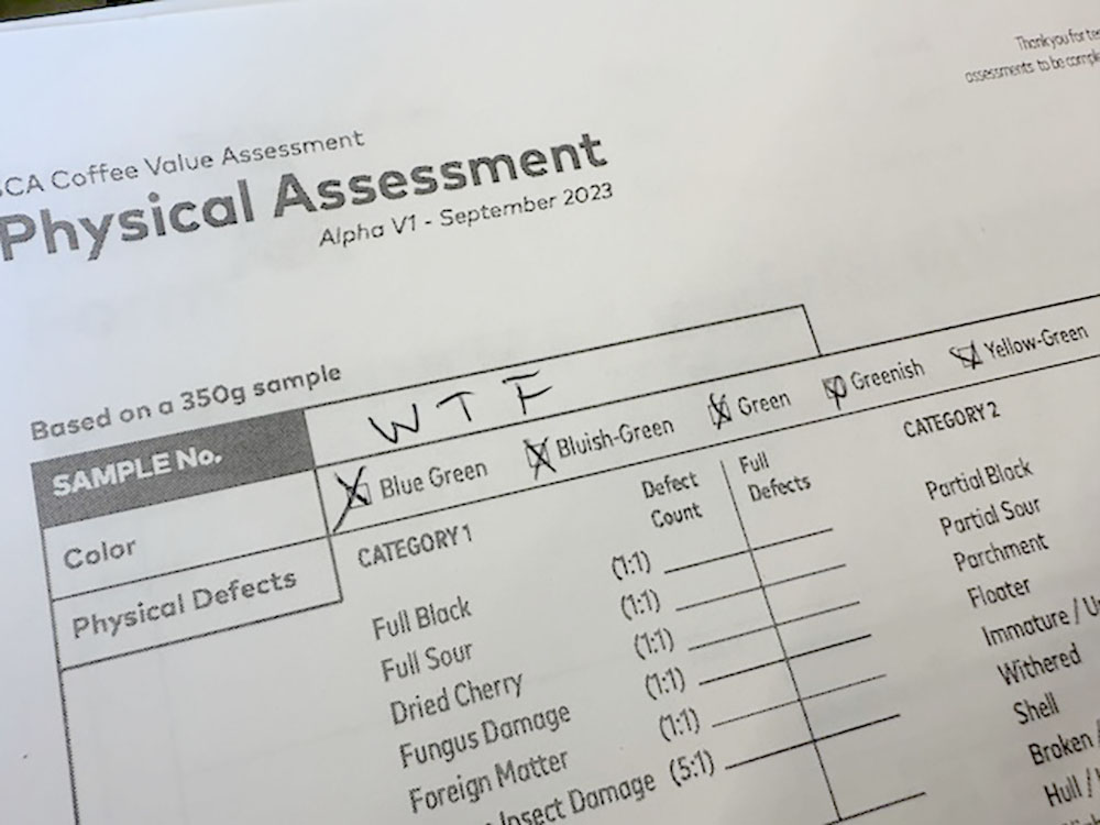 SCA CVA COFFEE value assessment