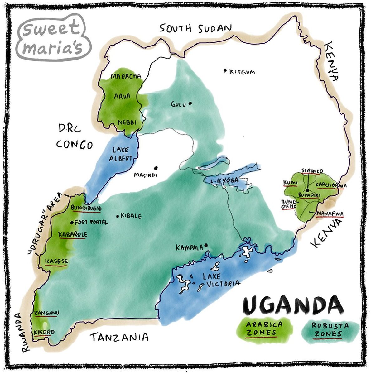 Uganda coffee map