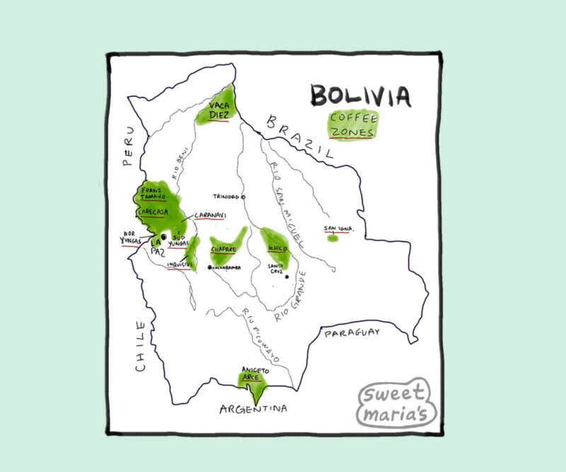 Bolivia Coffee Map Sweet Marias