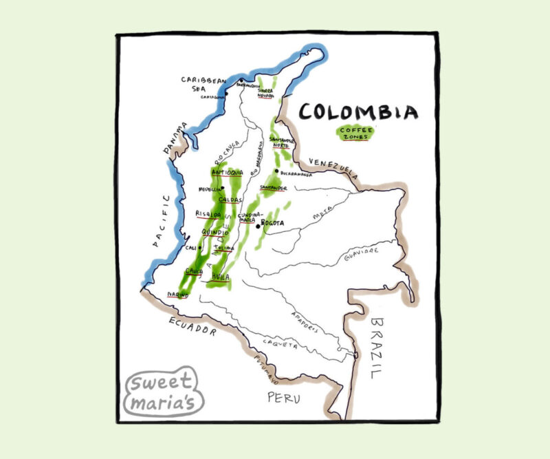 Colombia Coffee Map Sweet Marias