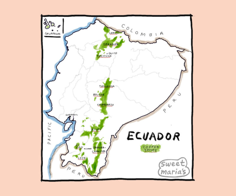 Ecuador Coffee Map Sweet Marias