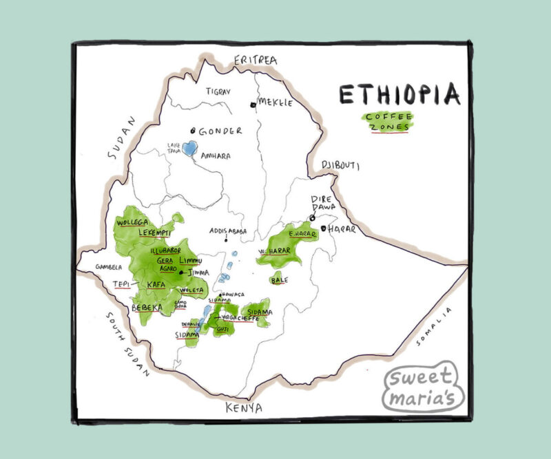 Ethiopia Coffee Map Sweet Marias