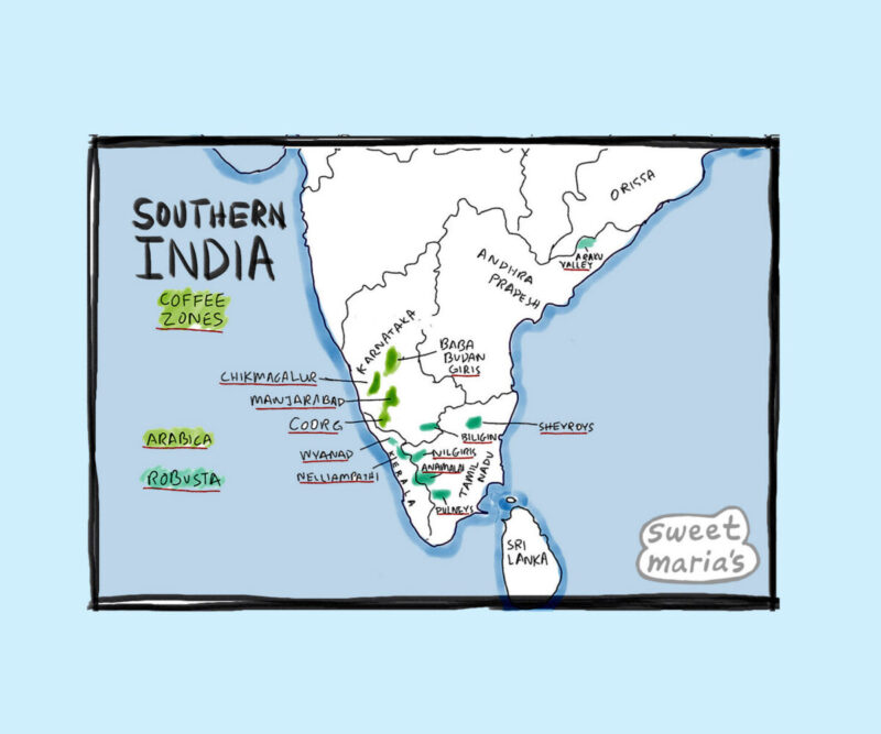 India Coffee Map Sweet Marias