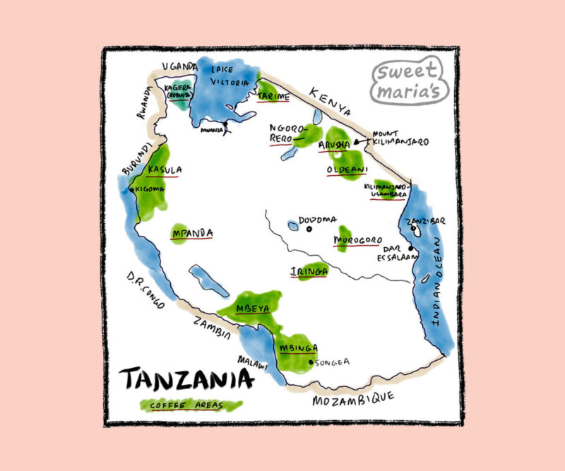 Tanzania Coffee Map Sweet Marias