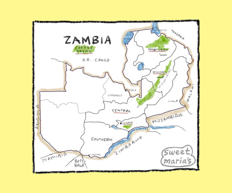 Zambia Coffee Map Sweet Marias