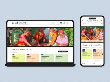 A desktop and mobile graphic mock up of Sweet Maria's new 2026 website.